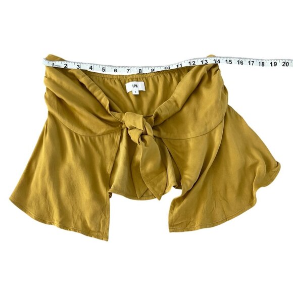 LPA Revolve Womens Mustard Yellow Tie-Front Strapless Top Adjustable Size Small - Picture 4 of 9